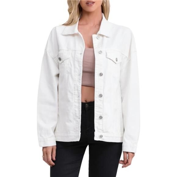 Jean Jacket for Women, Oversize Trendy Denim Jacket, Women's Loose Long